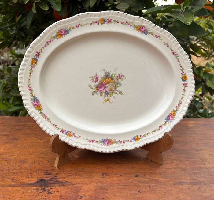 PLATTER OVAL SMALL Woods Ivory Ware  ENGLAND  Garland FLOWERS/ FLORAL BEAUTIFUL!!