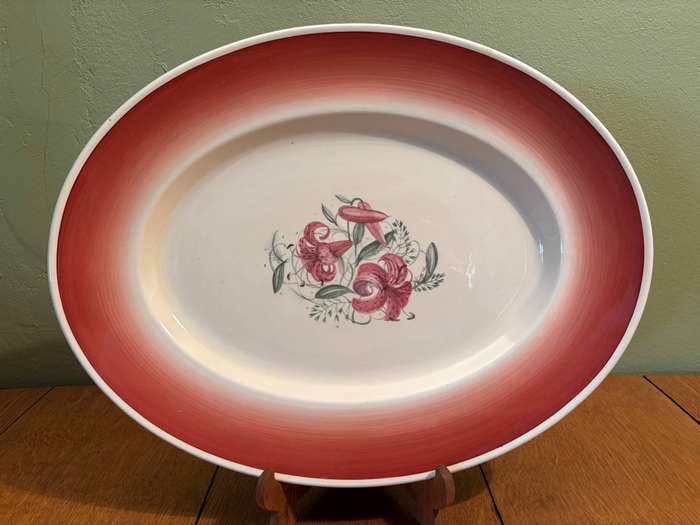 XLARGE OVAL PLATTER  SUSIE COOPER PATTERN TIGER LILY CROWN WORKS BURSLEM ENGLAND!!! FLORAL ELEGANT!!