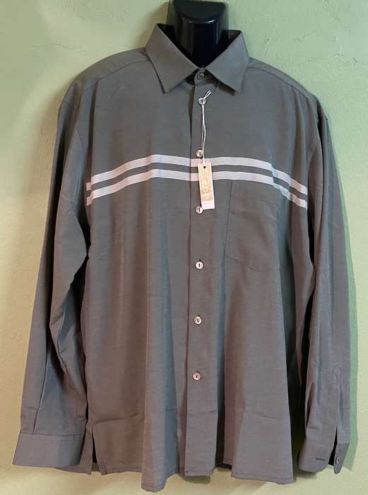 SHIRT - GREY GREEN - SMART CASUAL - FORMAL - LONG SLEEVE ITALIAN DESIGNER - ITALY CRIVER BRAND NEW!