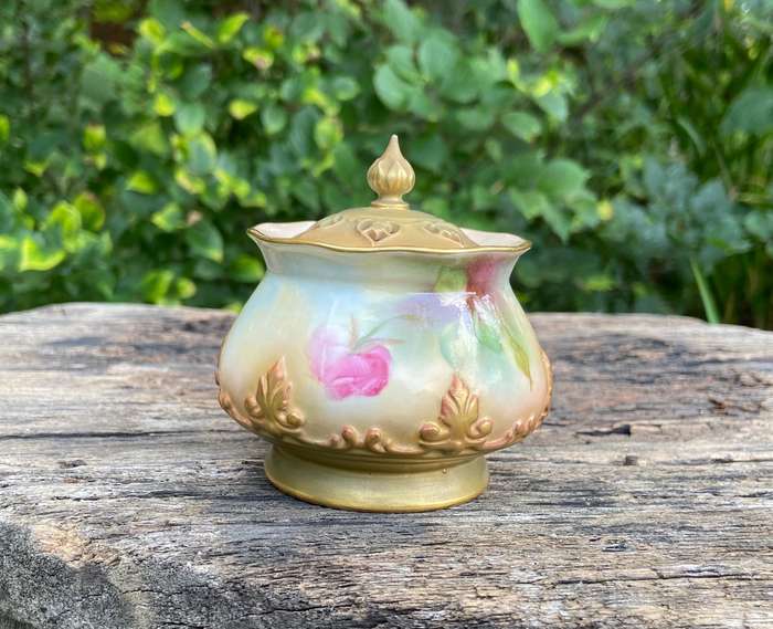 ROYAL WORCESTER POTPOURRI JAR LIDDED - HADLEY ROSES - 1911 - 265 H - UNSIGNED FLORAL - STUNNING!!