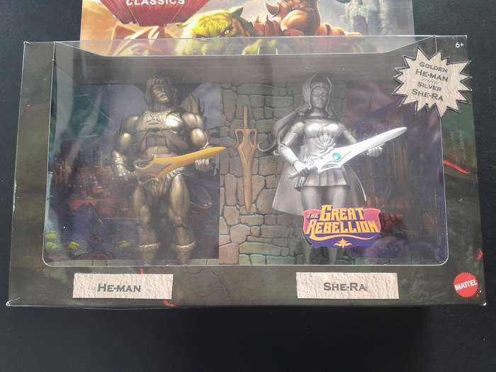 Customized Masters of the Universe Classics Gold He-man & Silver She-Ra Neatly Displayed in a Box