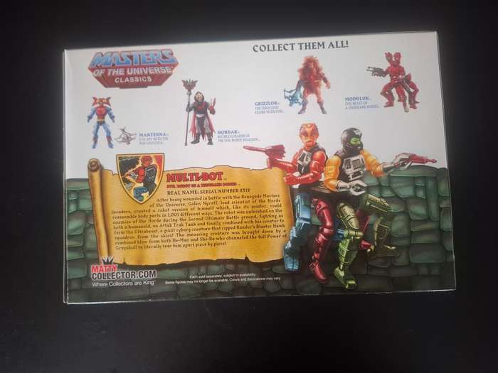Masters of the Universe Classics Multi-Bot Mint on Card figure with Original Brown Mailer Box