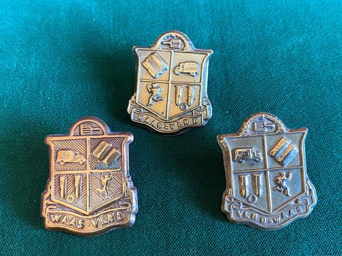 WOMANS AUXILIARY  ARMY SERVICES BRASS CAP AND COLLARS-WORN WW2-LUGS COMPLETE