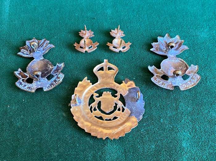 SA ENGINEER CORPS CAP,COLLAR AND MESS DRESS COLLARS-WORN WW2-ALL LUGS + PINS INTACT