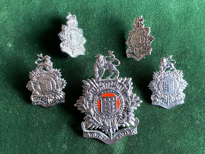 ADMIN SERVICES CORPS CHROME CAP, COLLARS AND MESS DRESS COLLARS-WORN 1976-1977-LUGS + PINS INTACT