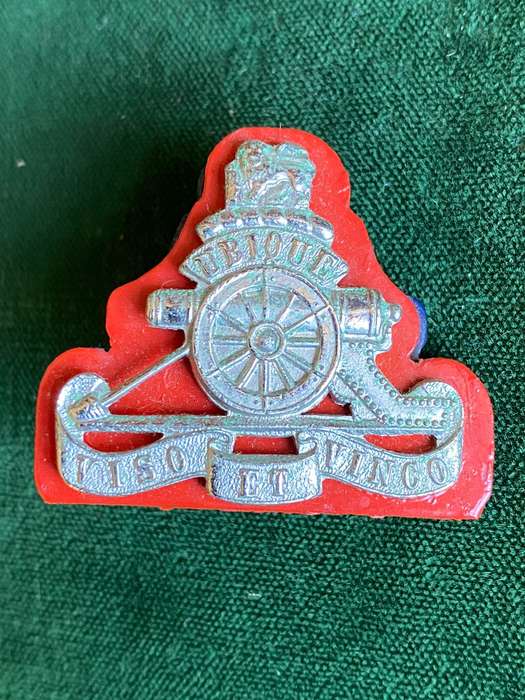 14TH ARTILLERY REGT. BERET BADGE-WORN 1984-1990'S-2X SCREW LUGS