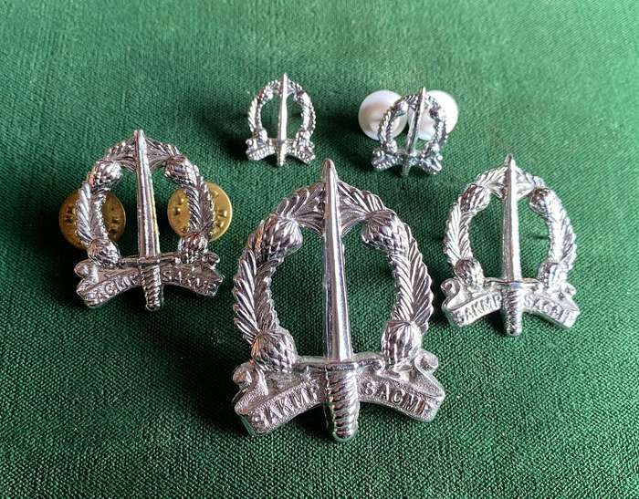 SA CORPS OF MILITARY POLICE CHROME CAP,COLLARS AND MESS DRESS COLLARS-WORN POST 1976-LUGS + PINS INT