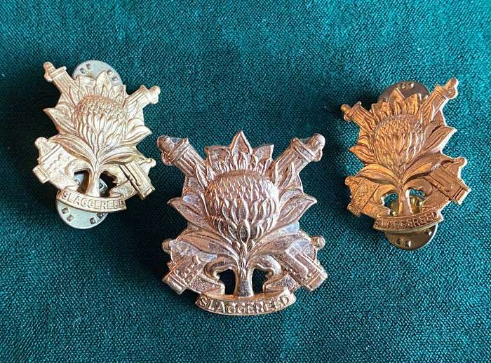 REGT. LANGENHOVEN CAP AND COLLARS-WORN FROM 1956-LUGS + PINS INTACT