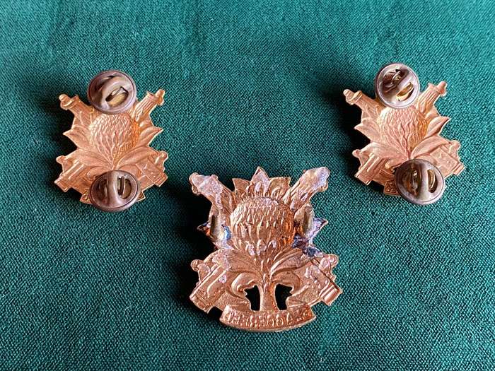 REGT. LANGENHOVEN CAP AND COLLARS-WORN FROM 1956-LUGS + PINS INTACT