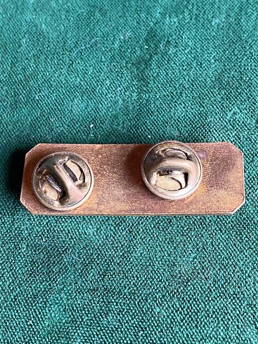SA ARMY MARKSMAN BADGE,BLACKENED BRONZE AND RED ENAMEL- 2 PINS