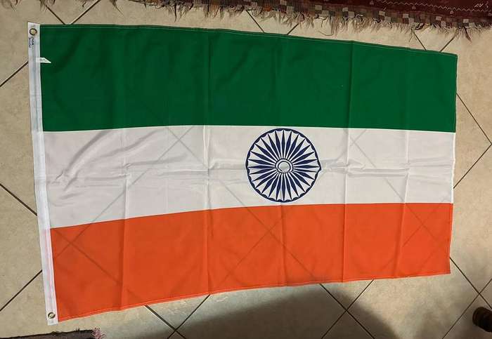 INDIA FLAG-POLYESTER-MEASURES 90 X 154 CM- DOUBLE SIDED- UNUSED