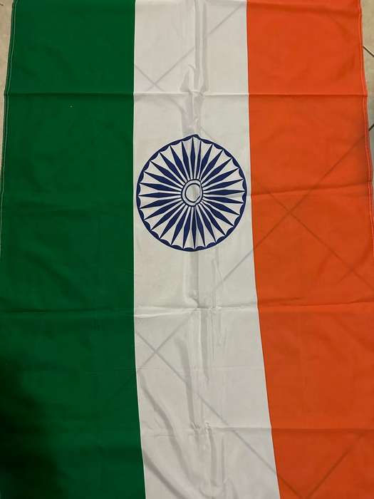 INDIA FLAG-POLYESTER-MEASURES 90 X 154 CM- DOUBLE SIDED- UNUSED
