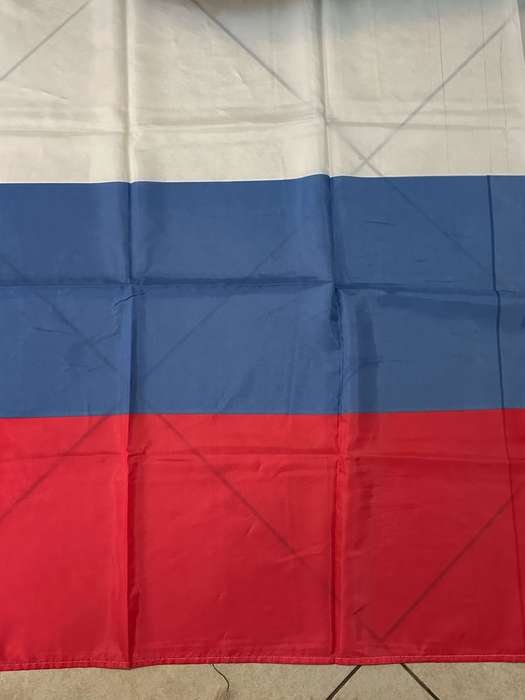 RUSSIAN FLAG-POLYESTER-DOUBLE SIDED-MEASURES 106 X 94 CM