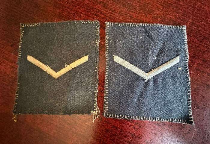 Rhodesia air force rank pair for Lance Corporal. 1970-80.
