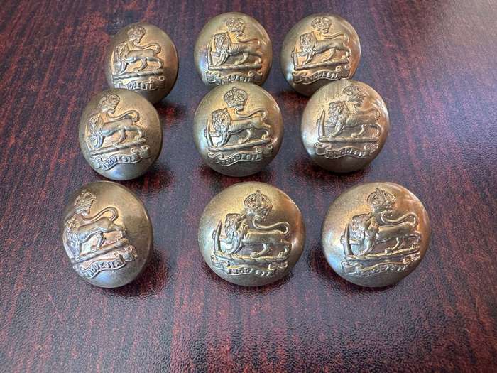 Rhodesia staff corps buttons. Used pre 1970. Brass. Diameter 23mm. 9 In total.