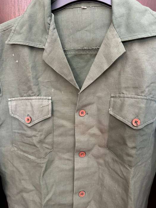 Heavy material,olive green,Rhodesian shirt. These specific shirt was used by Pfumo re Vanhu. Measure