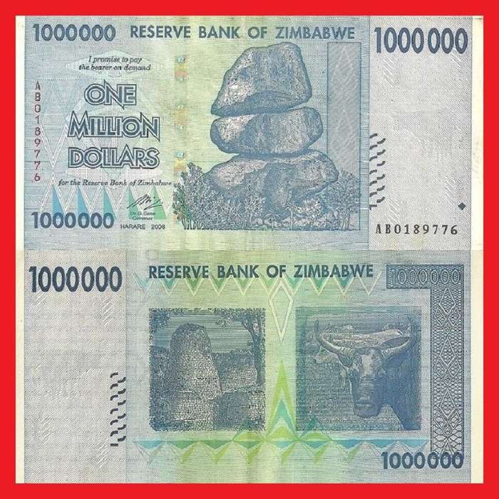 Zimbabwe 1 Million Dollar Banknote Serial AB0189776 VF
