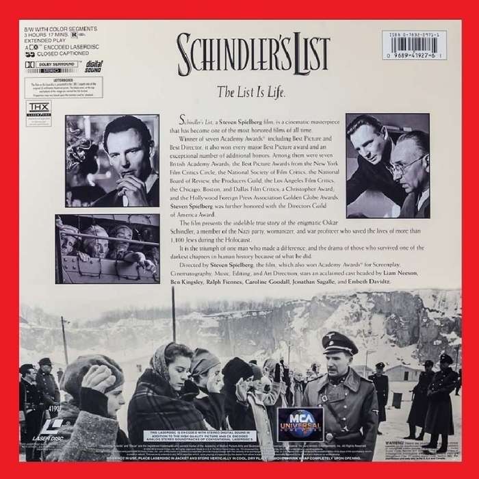 LaserDisc - Schindler's List [Letterbox Edition]
