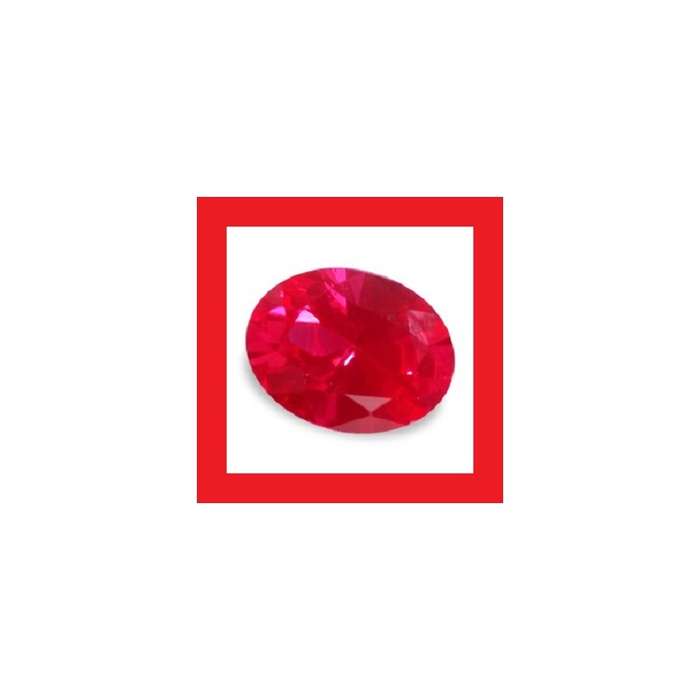 Ruby [Created] - Faceted Oval Shape - 0.90cts