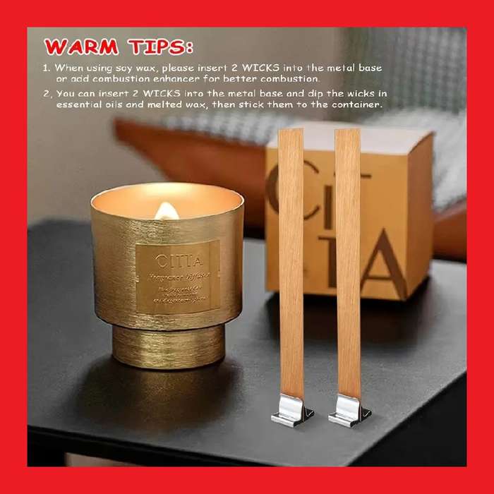 Wooden Candle Wick Plus Metal Holder
