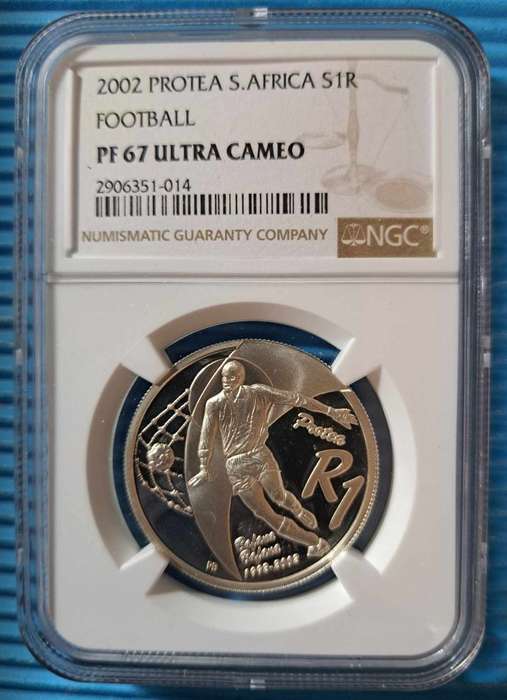2002 South Africa Silver R1 Football NGC PF67 Ultra Cameo