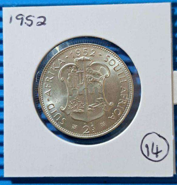 *** 1952 - SA UNION 2 SHILLING IN MYLAR #14 ***