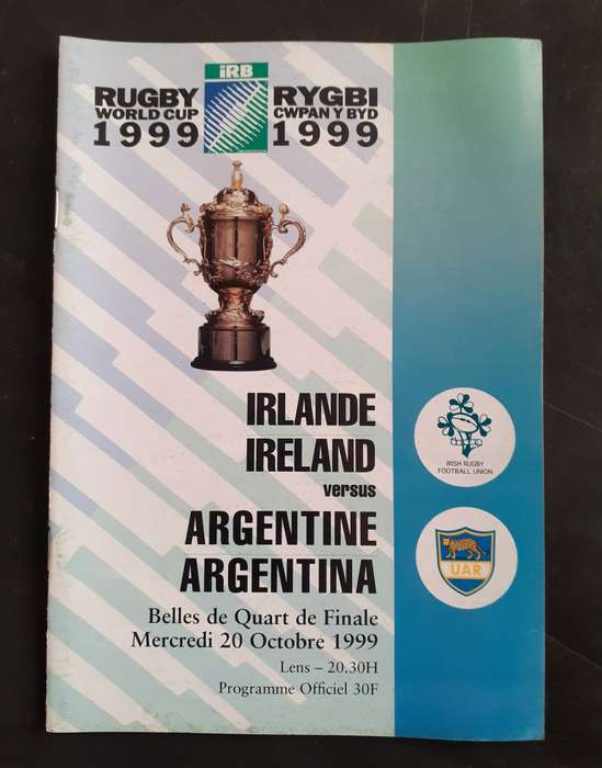 Ireland vs Argentina 1999 Rugby World Cup 1/4 Final Play Off Match Programme
