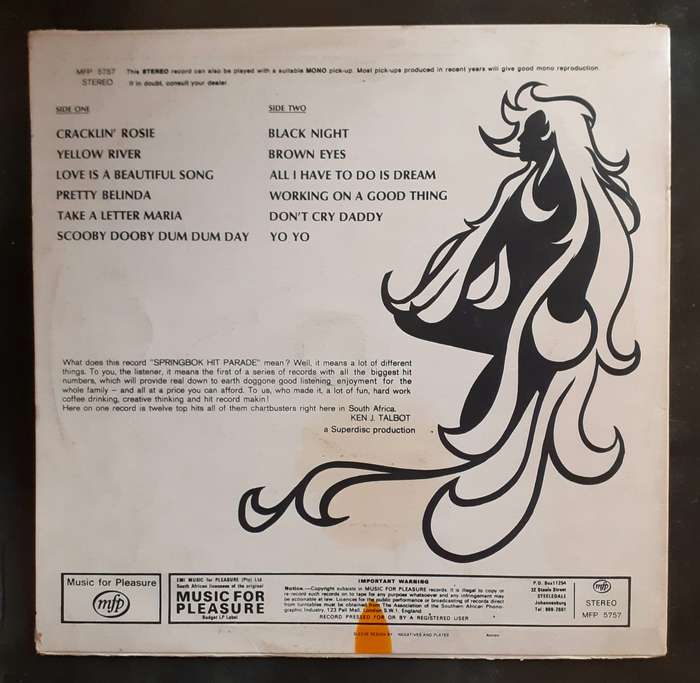 Springbok Hit Parade Vol.1 LP Vinyl Record