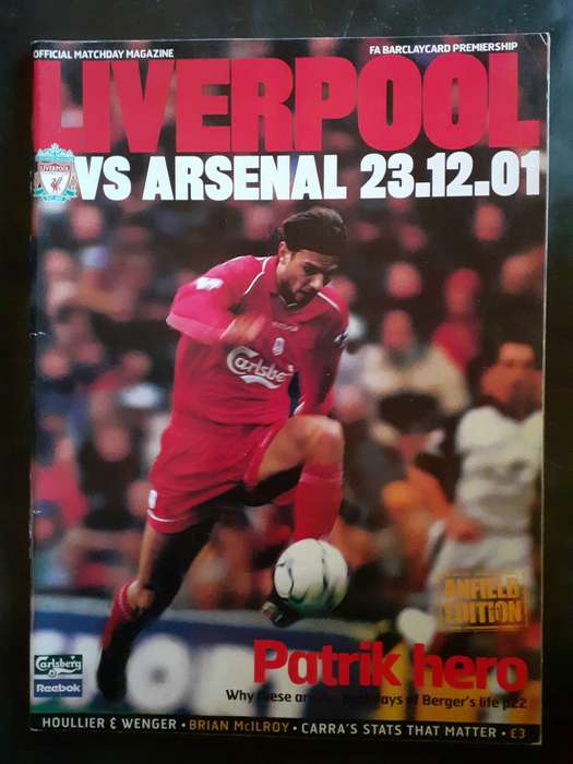 Liverpool vs Arsenal 2001/02 Premiership League Match Programme