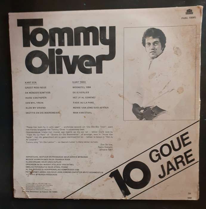 Tommy Oliver - 10 Goue Jare LP Vinyl Record