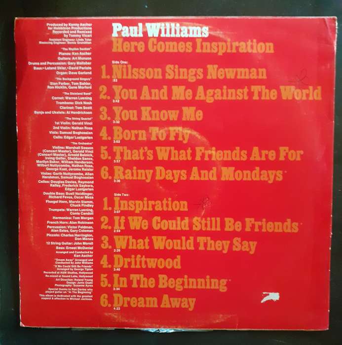Paul Williams - Here Comes Inspiration LP Vinyl Record