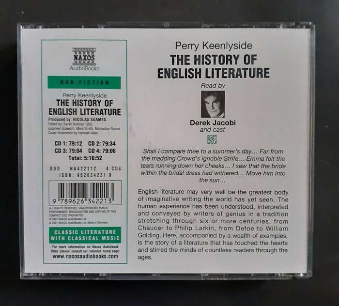 Perry Keenlyside - History of English Literature Read by Derek Jacobi - Audio Book (4 CD Set)