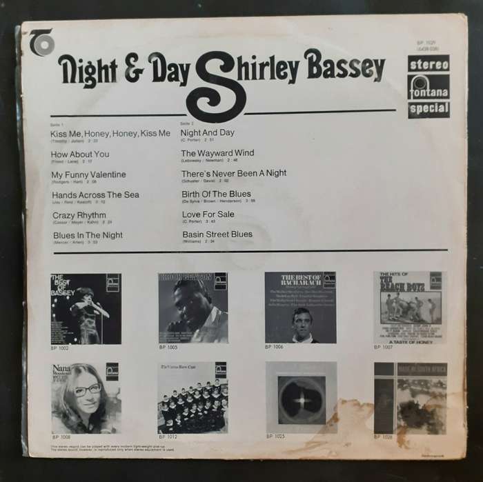 Shirley Bassey - Night & Day LP Vinyl Records