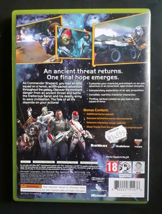 Mass Effect - Classics  Xbox 360 Game (2 Disc Set)