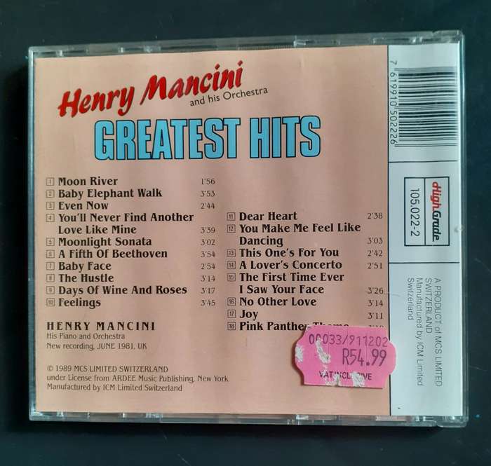 Henry Mancini and His Orchestra Greatest Hits (CD)