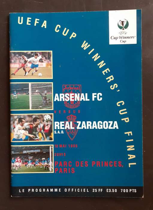 Arsenal vs Real Zaragoza (Spain) 1994/95 European CWC Final Match Programme