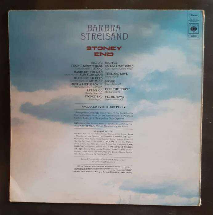 Barbra Streisand - Stoney End LP Vinyl Record - UK Pressing