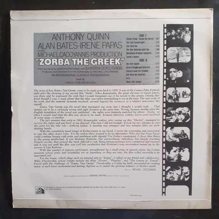 Zorba The Greek (Original Soundtrack) LP Vinyl Record