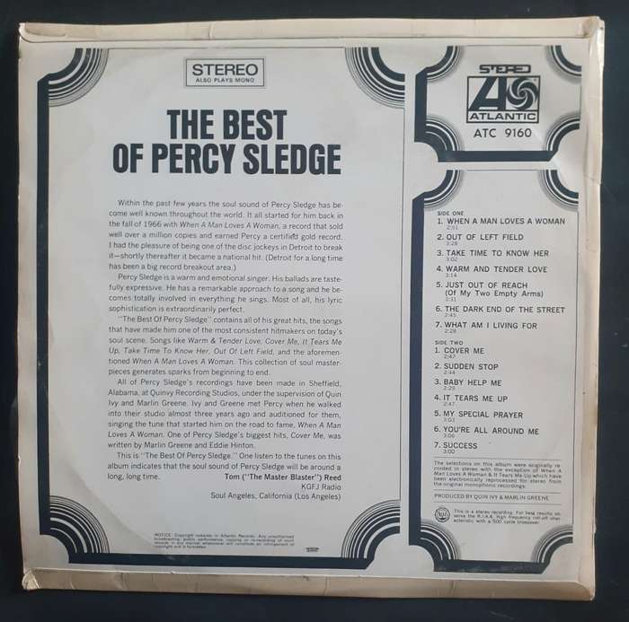 Percy Sledge - The Best of Percy Sledge LP Vinyl Record
