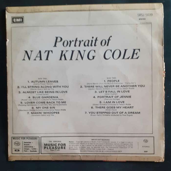 Nat King Cole - Portrait of Nat King Cole LP Vinyl Record