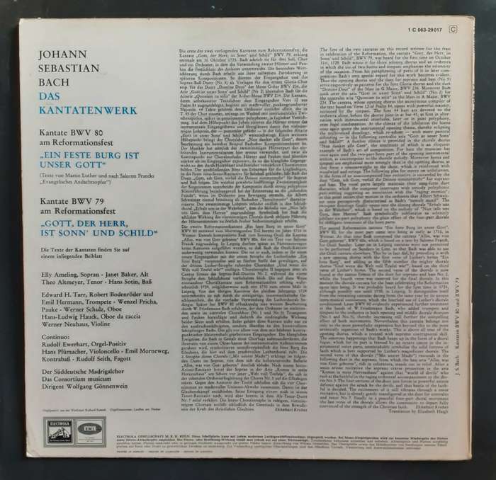 Johann Sebastian Bach -  Kantate BWV 80 & Kantate BWV 79 LP Vinyl Record - Germany Pressing