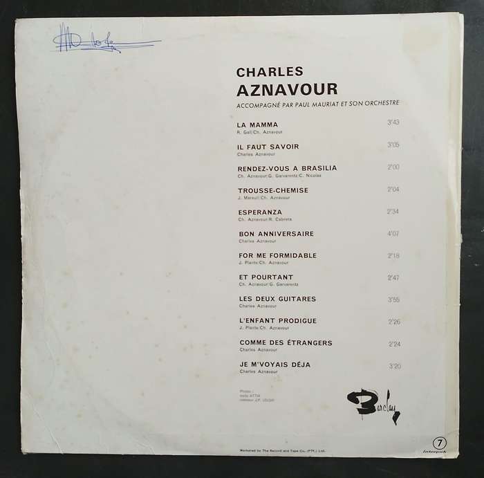 Charles Aznavour - Album No.2 LP Vinyl Record