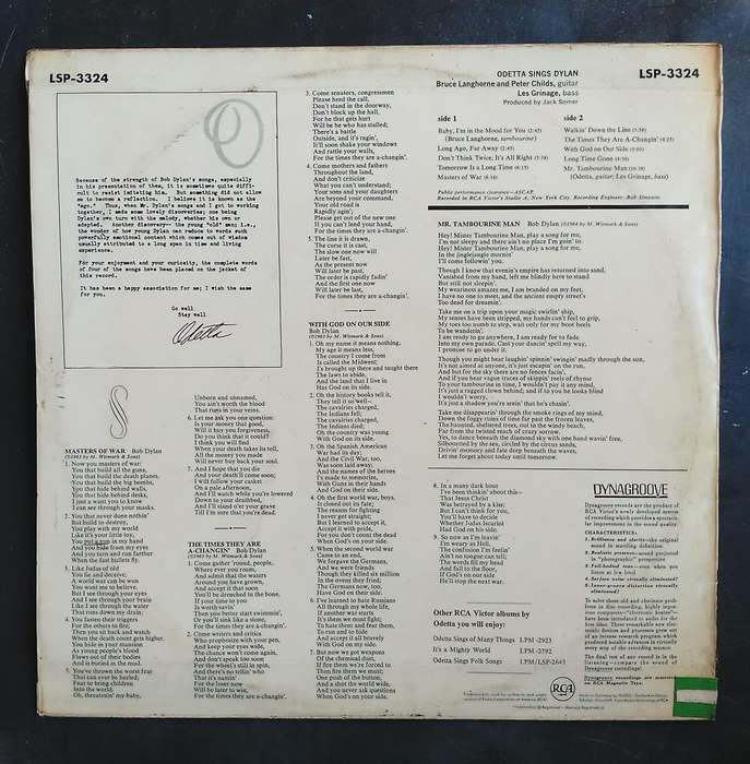 Odetta - Odetta Sings Dylan LP Vinyl Record - Germany Pressing