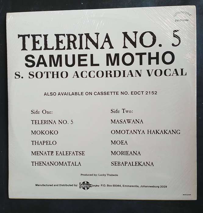 Samuel Motho - Telerina No. 5 LP Vinyl Record (New & Sealed)