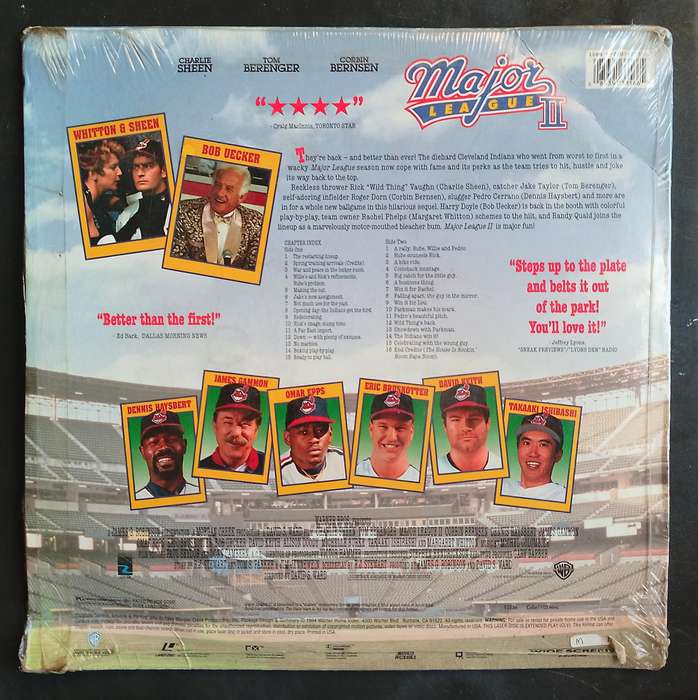 Major League II - Charlie Sheen & Tom Berenger Laser Disc