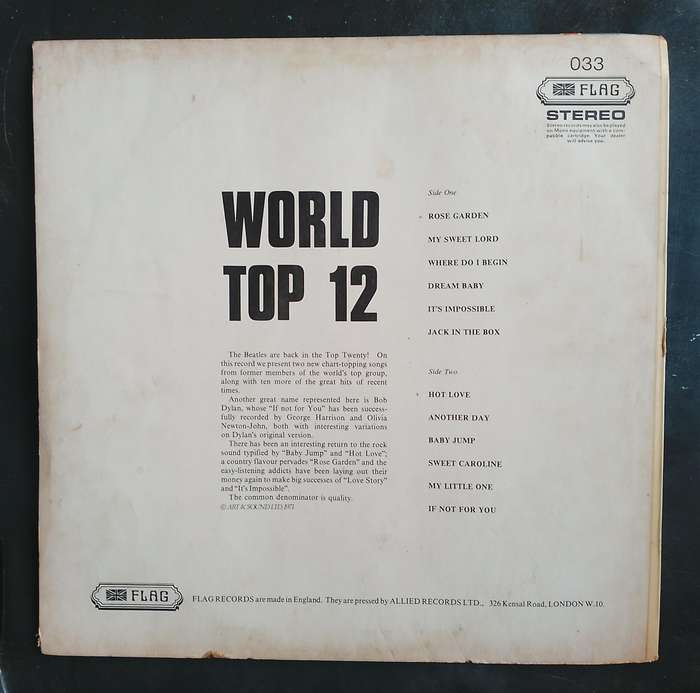 World Top 12 Vol.33 LP Vinyl Record - UK Pressing