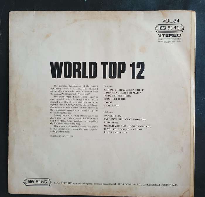 World Top 12 Vol.34 LP Vinyl Record - UK Pressing