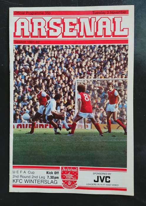 Arsenal vs KFC Winterslag (Belgium) 1981/82 UEFA Cup 2nd Round Match Programme