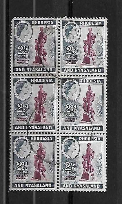 Rhodesia & Nyasaland - 1959 2,1/2d Definitive Block of 6 Stamps Fine Used