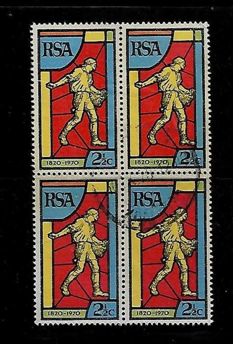 South Africa - 1970 150th Anniversary of Bible Society 2,1/2 Block of 4 Stamps VFU